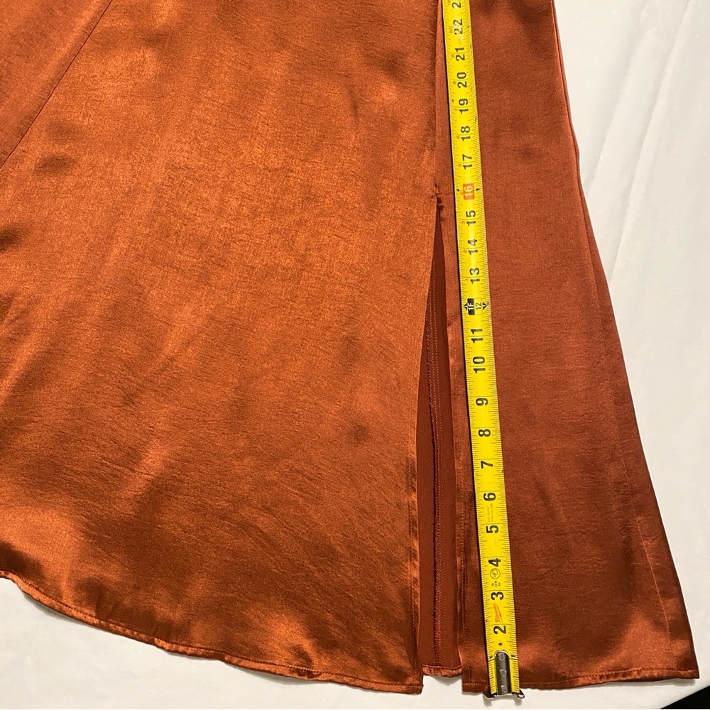 Mango Satin Midi Dress Bronze Wedding Guest High Neck Sleeveless Size M NWT - Picture 16 of 16